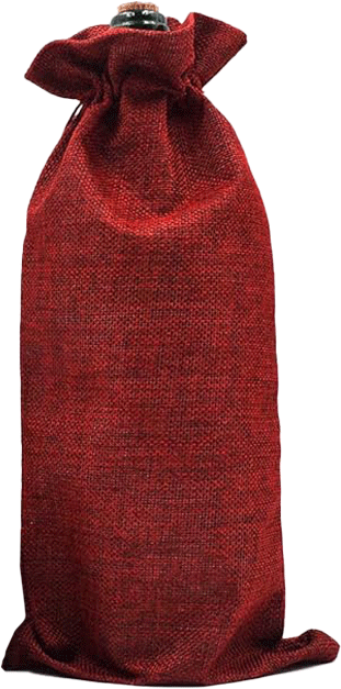 Burlap Drawstring Wine Bag - Red - Belford & Co